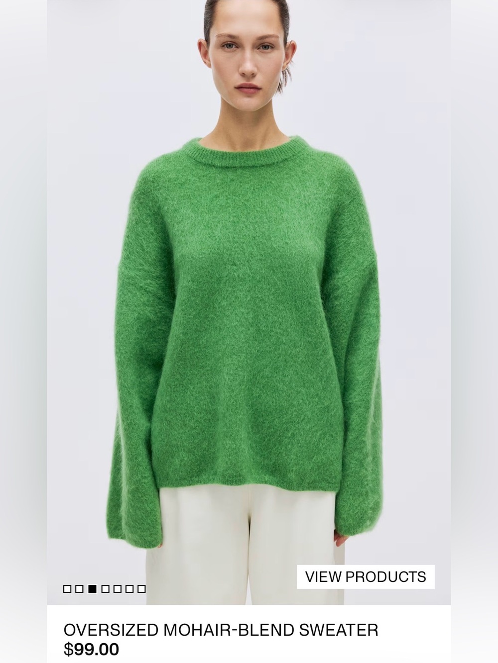 H&M Viral Green Mohair-Blend Crewneck Sweater